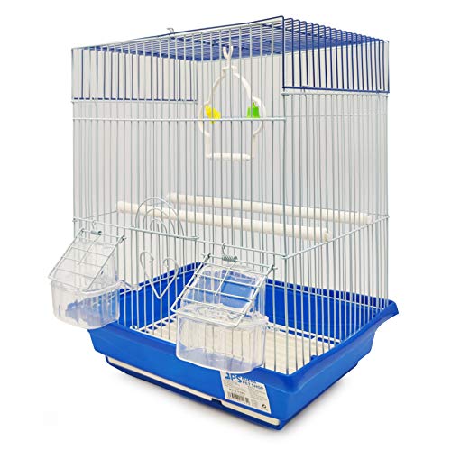 BPS Vogelkäfig für Wellensittiche, Kanarienvogel, mit Futternapf, Tränke, Springhaken, Sitzstange zum Ausruhen, zufällige Farbauswahl, 30 x 23 x 39 cm, BPS-1185