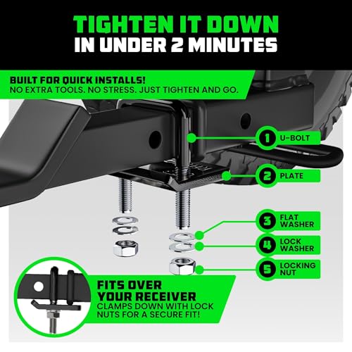 Rhino USA Hitch Tightener Anti Rattle Clamp (for 2.5 inch Hitches) Heavy Duty Steel Trailer Hitch Stabilizer - Weatherproof Protective Anti-Rust Silencer for Bike Rack, Hitch Receiver & More!