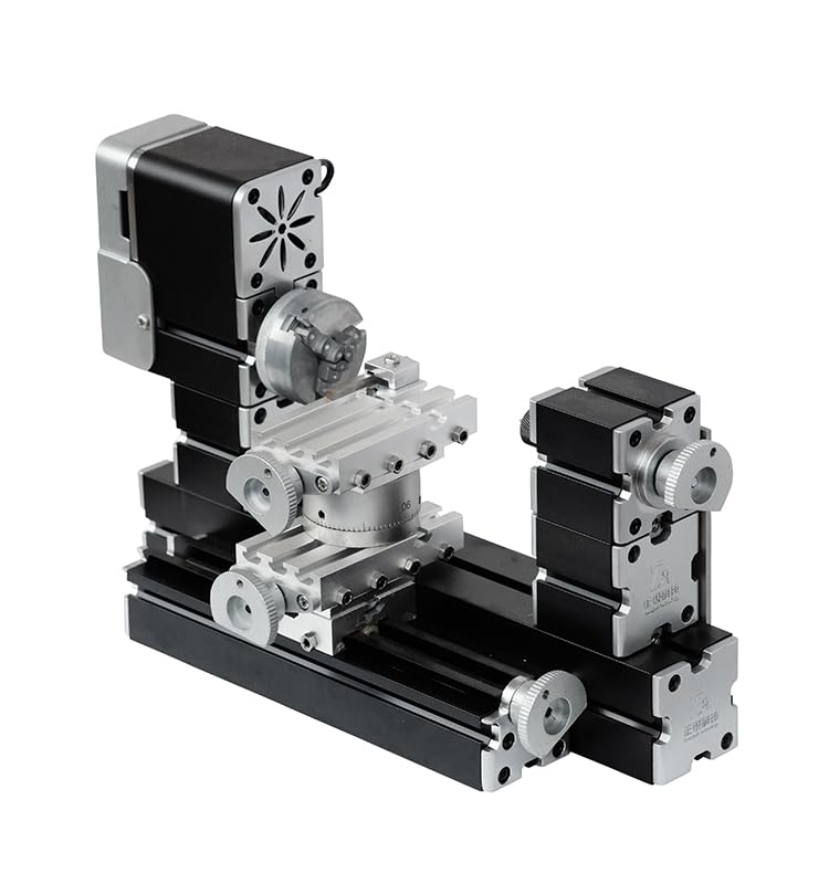 AcmeFlare 4-Axis All-Metal Micro Lathe, High-Power 60W Mini Lathe for Metalworking (Gold, Silver, Aluminum, Copper), Wood & Plastic, with Safety Guard & Quick Indexer