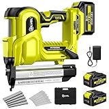 SILVEL 2" Cordless Brad Nailer, 2-in-1 21V Electric Brad Nailer Stapler with 2 * 4.0Ah Battery, 1000pcs Nails, 18GA Staples, Adjustable Depth for Woodworking, Home Improvement