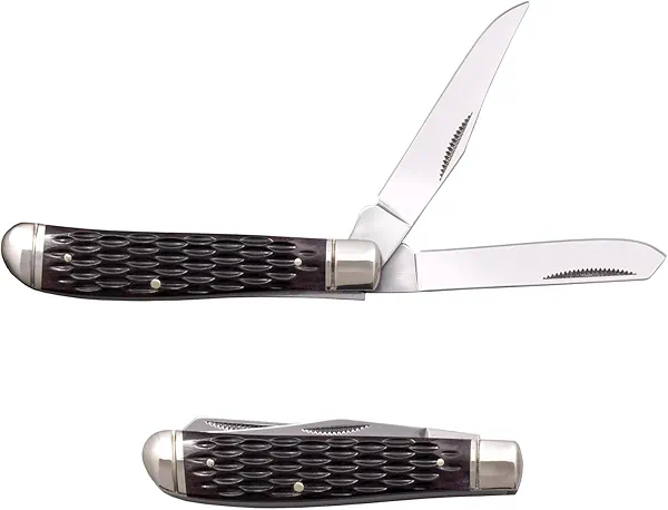 COLD STEEL Mini Trapper Versatile Practical Durable Reliable Compact Pocket Folding Knife - 2 Blades; Bone Handle; Slip Joint Lock