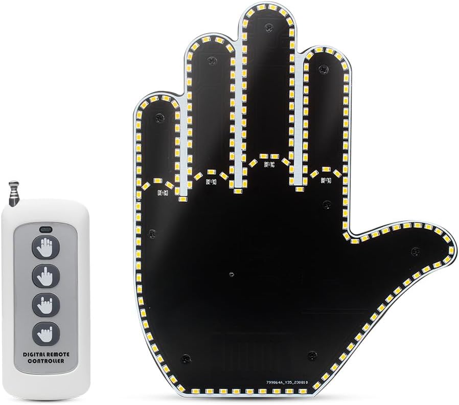 JnWhy Flick Hand Light Car Assesoriess for Men, Led Middle Finger Light for Car Window,4 Modes Expression Sign Light,Cool Car Accessories and Truck Accessories