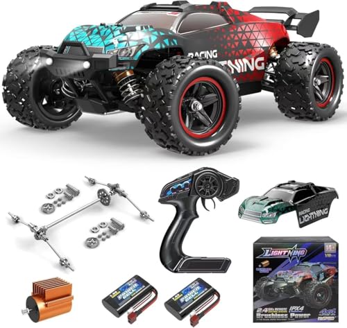 Image of 1:18 Brushless RC Cars for Adults & Boys, 50+KPH High Speed Fast 4WD Off-Road RC Truck, 4X4 RC Car Waterproof Remote Control Car with 2 Rechargeable Batteries