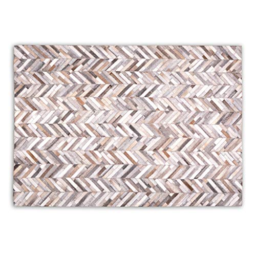 Alfombra de Pelo de Vaca para Patchwork, 120 x 180 cm, Color Crema y m