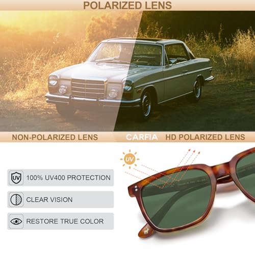Image of CARFIA Retro Acetate Polarized Sunglasses for Men UV400 Protection Driving Outdoor Anti-Glare Sun Glasses CA5354WS