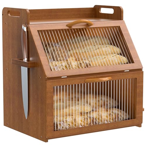 Bread Box for Kitchen Countertop, Large Bread Storage Container f...