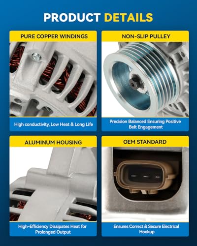 Image of PHILTOP New 13558N Alternator Compatible with Lexus 1994-1996 ES300, 80A Automotive Alternator
