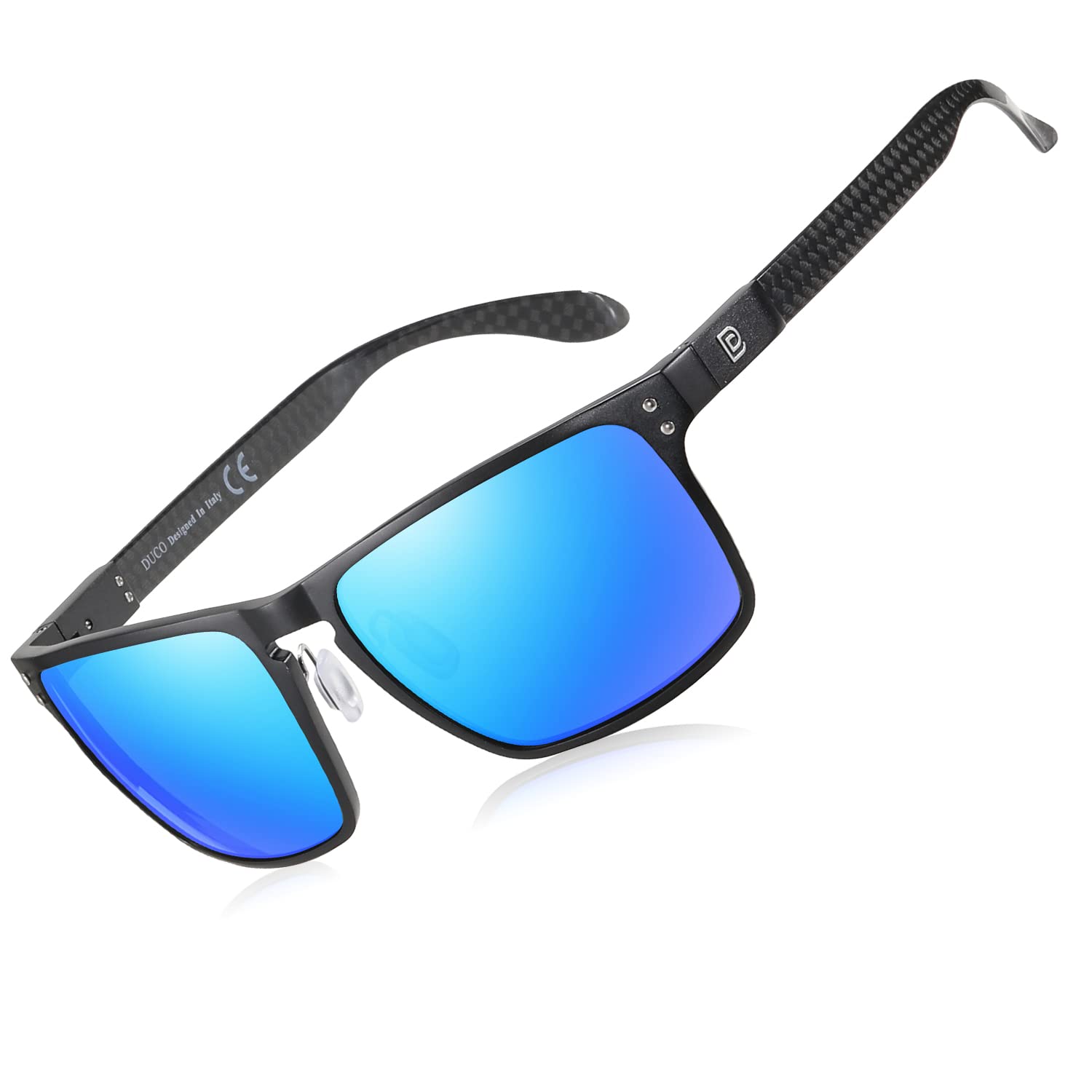 DUCO Polarisierte Sonnenbrille Herren, Al-Mg-Rahmen & Kohlefaser-Bügel | UV-Schutz, Rechteckig, Kratzfest & Verspiegelt, 23g Ultraleicht, Robust, Geschenk für Fahren, Golf, Angeln, Sport