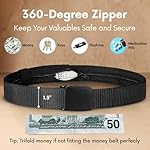SP HOME GOODS Travel Money Belt with Hidden Money Pocket, Nylon Military Tactical Mens with Zinc Alloy Buckle- Black - Image 2