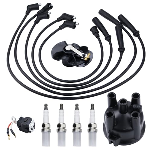 KELKONG 4G64 4G63 Forklift Tune Up Kit Compatible with Mitsubishi Engine with Distributor Ignition Signal Generator Distributor Cap Distributor Ignition Wire Rotor Spark Plug