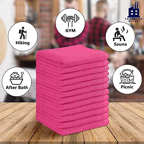 Westlane Linens 100% Cotton Face Cloths Pack of 12 Flannels & Washcloths Super Soft Hotel Quality (12, 30x30 Pink(Fushia))