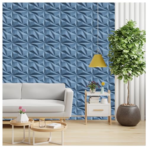 Image of Kayra Decor 3D PVC Wall Panels -Electric Blue Color Alps Design- (19.7 inch x 19.7 inch Covers 32.28 sq. ft.) (Pack of 12)