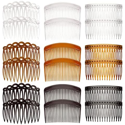 18 Pieces French Side Combs, Plastic Side Hair Twist Decorative Comb with Teeth, Hair Combs Slides Hair Clips Accessories for Women Bridal Wedding Veil Girls Thick and Fine Hair Cover