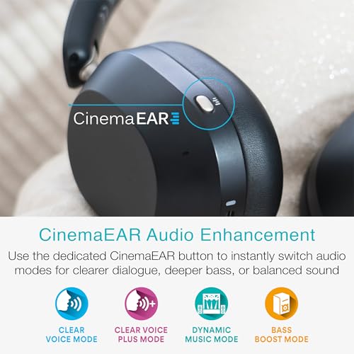 Image of MEE audio Matrix Cinema 3D 2026 Bluetooth Over-Ear Headphones with Wireless Charging Pad for TV; Active Noise Canceling, Spatial Audio, 60H Playtime, Hi-Res Stereo with LDAC, aptX Adaptive, & Auracast