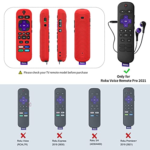 [3Pcs] Case for Roku Voice Remote Pro 2021(Only for 2021 Released), Anti Slip | Shockproof Silicone Protective Cover for Roku Voice Pro Remote Controller with Lanyard(Glow Blue+Glow Green+Red) - Thumbnail 2