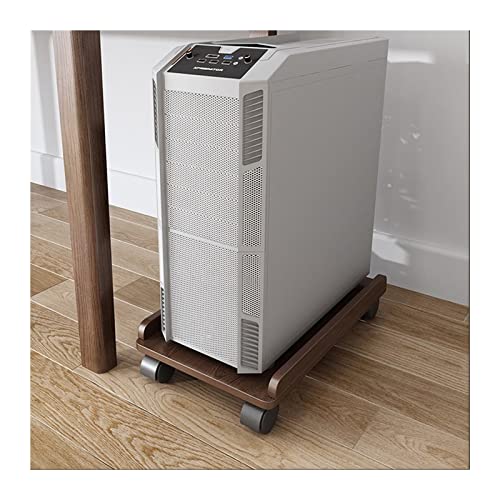 Soporte móvil para torre de PC bajo escritorio, soporte de CPU de madera con ruedas, para la mayoría de torres de PC (Marrón) miniatura 1