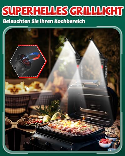 Coquimbo LED Arbeitsleuchte Werkstattlampe, Taschenlampe LED Aufladbar Werkstatt Handlampe mit Magnet und Haken für Auto Reparatur Camping Notfall, Geschenke für Männer (4 Stück, Schwarz)