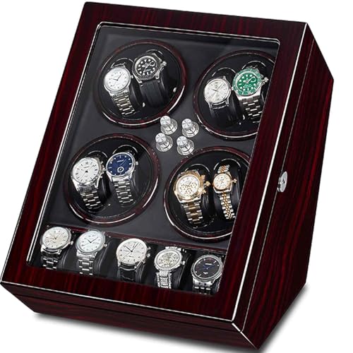 JXCCA Bobinador automático de relojes para hombre, caja de regalo de reloj para hombre, caja de reloj de madera para hombre, 8 posiciones de bobinado y 5 posiciones de almacenamiento, pintura de