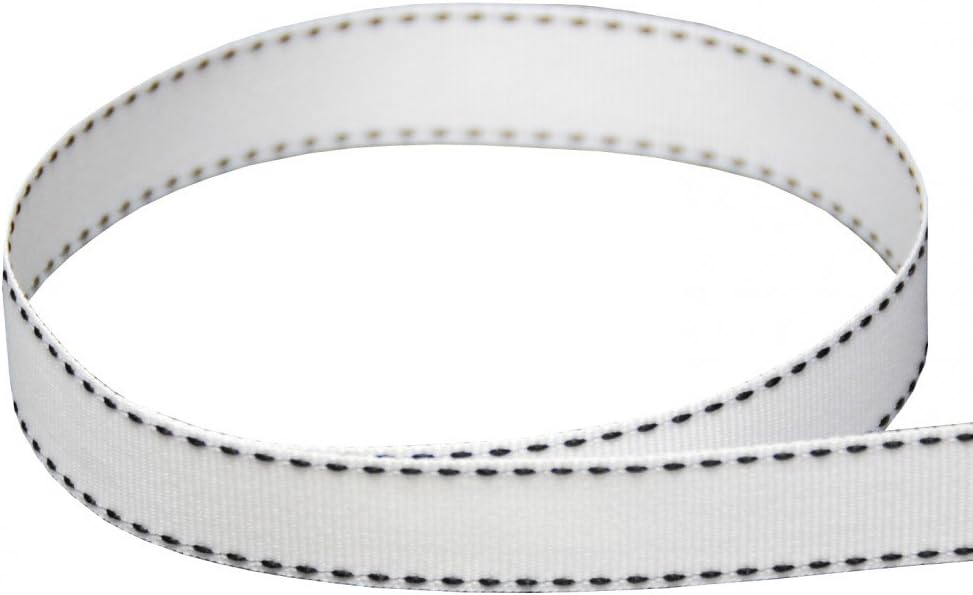 USA Made 1-1/2" Black & White Saddle Stitch Grosgrain Ribbon - 50 Yards (Multiple Widths Available)