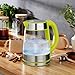 Speed-Boil Water Electric Kettle, 1.7L 1500W, Coffee & Tea Kettle Borosilicate Glass, Water Boiler, Auto Shut-Off, Cool Touch Handle, Base Detachable, LED. 360° Rotation, Boil Dry Protection