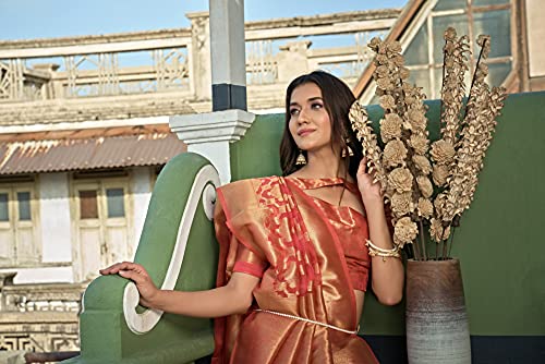 Image of Vardha Women's Art Silk,Silk Saree with Banarasi Weave and Unstitched Matching Blouse Piece | Sari for Women