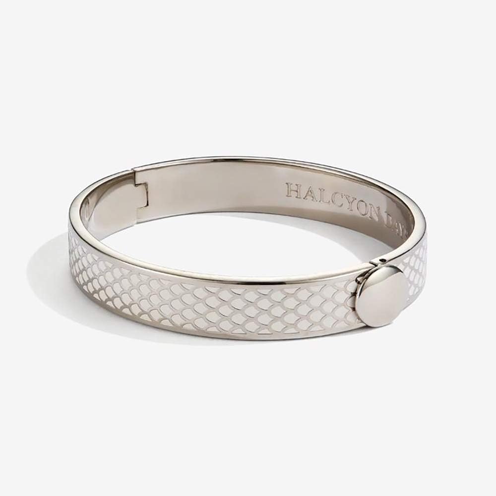 Halcyon Days Salamander Bangle in Cream with Paladium Trim 1cm
