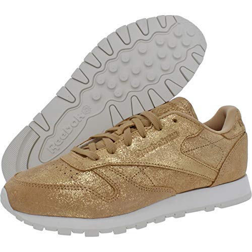Reebok Women's Classic Leather Walking Shoe, Xj Gold/Chalk, 8 M US