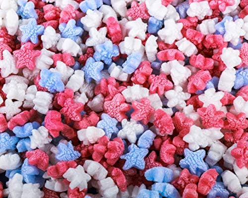 FunPak Plant Based Biodegradable Packing Peanuts 1.5 cu ft Bag Compostable (Red, White, Blue Stars)