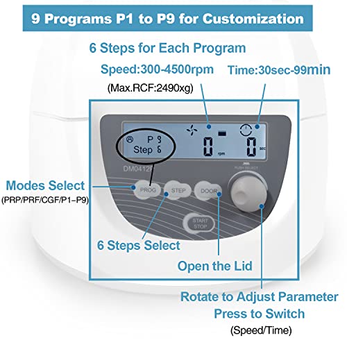 ONiLAB Professional PRP Centrifuge Machine 15mLx8, 10mL/7mL/1.5-5mlx 12, Lab Benchtop Centrifuge, 3 Preloaded Programs for Fast Operation,Store 9 Programs, 30sec-99min,300-4500rpm(Max. 2490xg) - Thumbnail 3