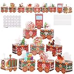 24pcs DIY Christmas Advent Calendar Gift Boxes，GeeRic 24 Days Empty Gift Box for Xmas+Number Sticker Creative Mini Train Xmas Surprise Boxes for Christmas Decor Party Cookie Snack Packaging