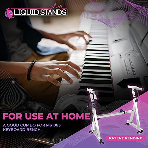 Liquid Stands Keyboard Stand W/Wheels - Z Style Adjustable & Portable Professional Heavy Duty Digital Piano Stand - Fits 54-88 Key Electric Pianos - Sturdy Rolling Musical Keyboard Stand (Chrome) #TOP7