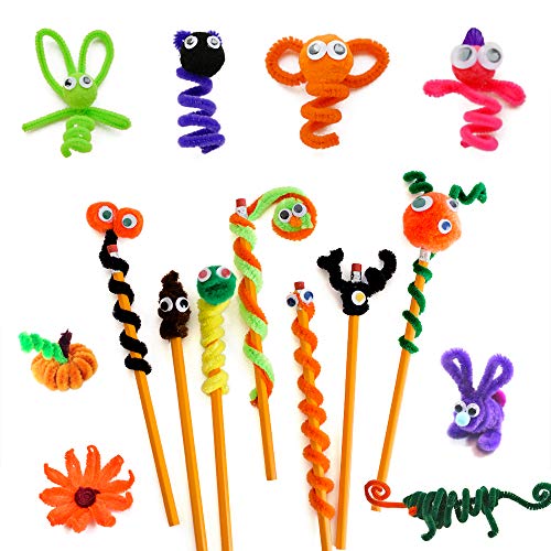 VICOVI 200 PCS Pipe Cleaners Craft in 10 Colors Chenille Stems with 20 Pom Poms & 60 Wiggle Eyes for DIY Art Creative Crafts Decorations School Projects (6 mm x 12 Inch) Fun DIY Art