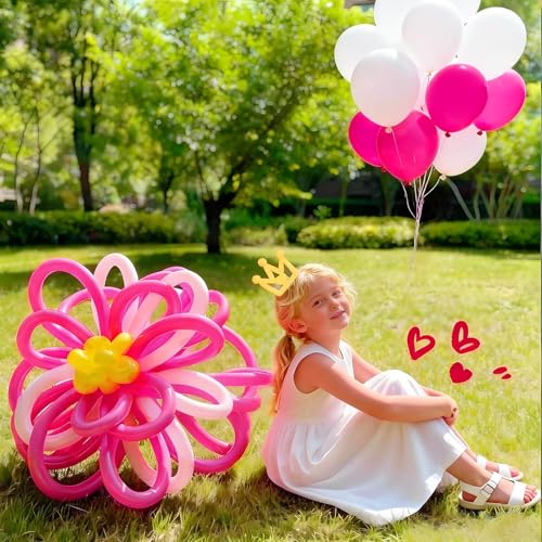 Image of 260 Hot Pink Long Balloons for Balloon Garland Thickening Skinny Latex Twisting Animals Modeling Christmas Birthday Wedding Party Festival Decorations 100pcs