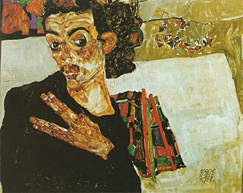 Tableau Autoportrait d'Egon Schiele impression d'art vintage 60x90cm pour décoration de chambre
