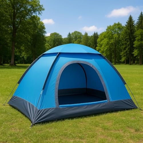 Image of Portable Waterproof Dome Tent for 4 Person - Picnic, Hiking, Camping Tent with Carrying Bag, Multicolor