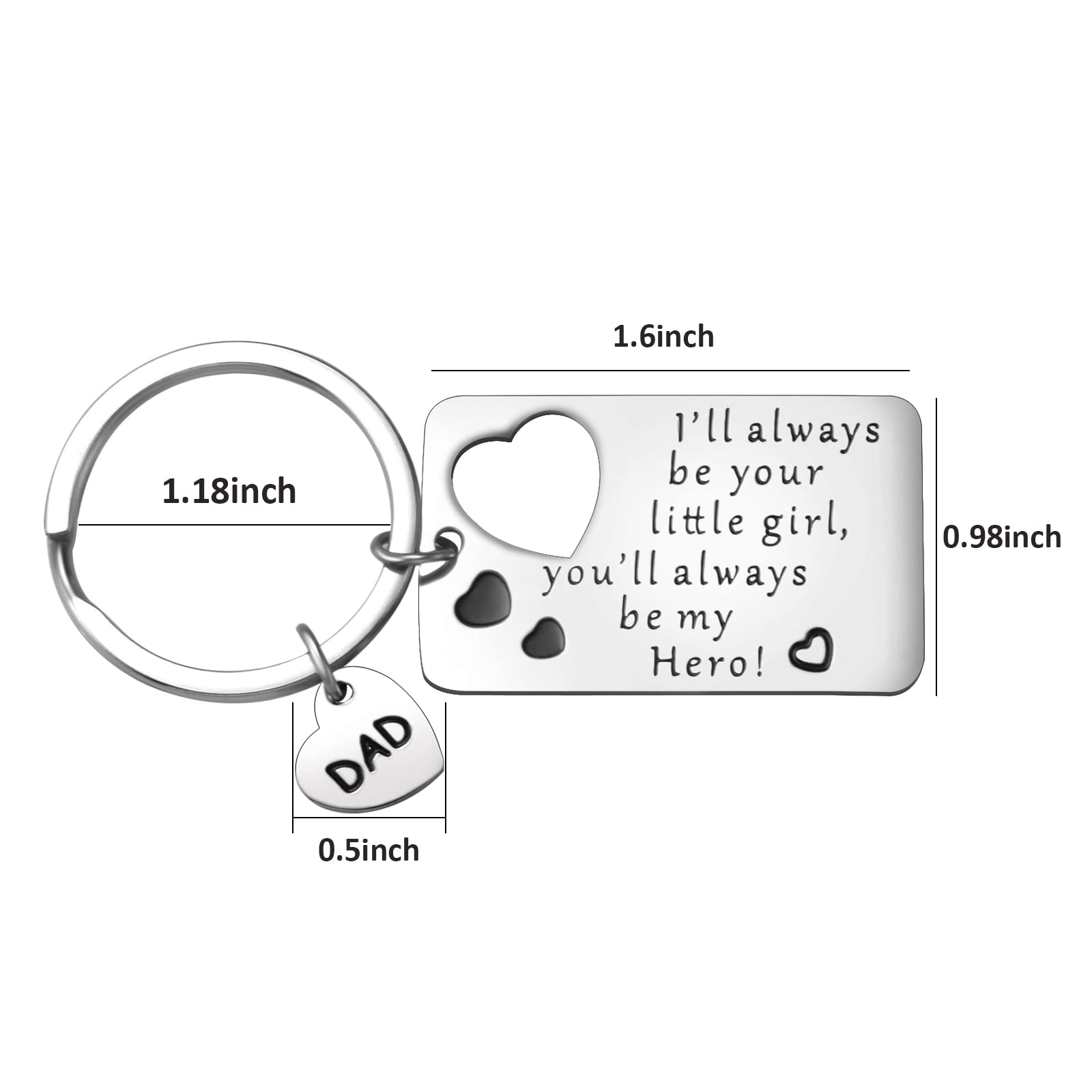 CheersLife Regalo Per La Festa Del Papà,regalo Papa Portachiavi Papà,regalo Di Compleanno Per Uomo Acciaio Inossidabile Portachiavi Con Lettere Informazione Figlia Che Fa Un Regalo a Papà