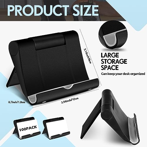 100 Pieces Business Card Holder Display Bulk Black Plastic Stand Name Holder Stand Organizer for Desk Office Supplies, Fits 50 Cards