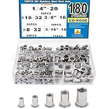 CO-RODE 304 Stainless Steel Rivet Nuts, Threaded Insert Nutsert, 180pcs, 5 Size, 8-32, 10-32, 1/4"-20, 5/16"-18, 3/8"-16