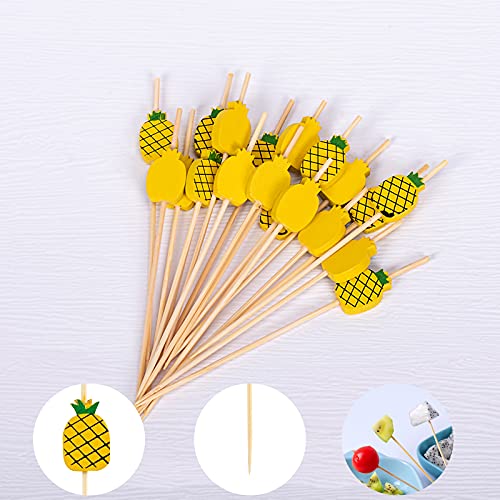 100 Stks Handgemaakte Cocktail Picks Natuurlijke Bamboe Cocktail Sticks Ananas Cocktail Tandenstokers Party Houten… - Afbeelding 4