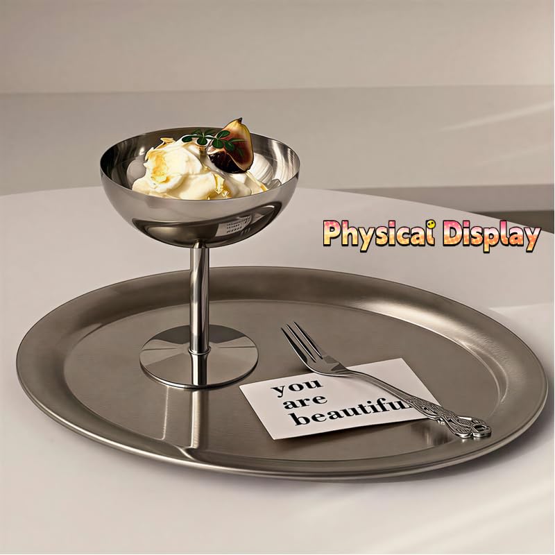 Lot de 4 Coupes à Glace en Acier Inoxydable, Bol à Dessert Isotherme Double Paroi, Verrines à Dessert Réutilisables pour Glaces, Salade de Fruits (Argent mat, grand format-160 ml)