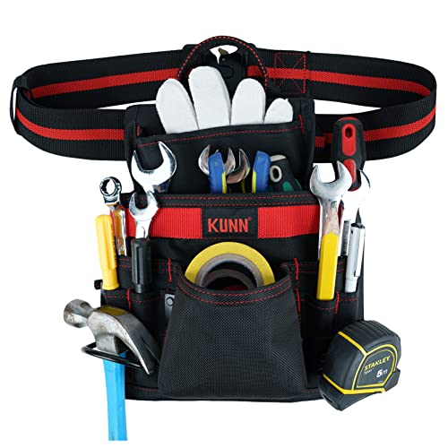 Kunn Carpenter Pouch Durable 10-Pocket Tool Belt With Hammer Loop,Tape Clip,Nail Tool Bag,Heavy Duty Quick Release Metal Buckle Tool Belts For Construction,Contractor,Roofer #TOP1