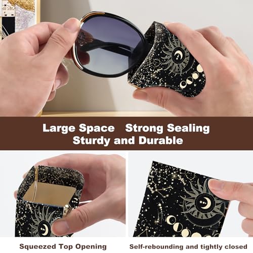 Image of Anikathy 2Pcs Sunglass Eyeglass Glasses Case Soft PU Leather with Cleaning Cloth Cute Glasses Pouch Bag for Men Women Girs