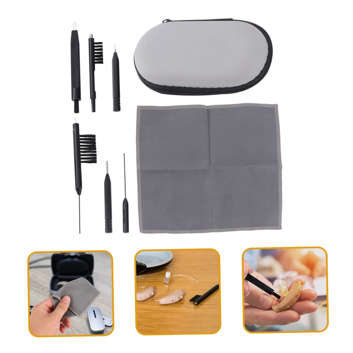 Healeved 5sätze Reinigungsset Für Teiliges Set Mit Reinigungsbürste Mikrofasertüchern Und Werkzeugen Praktisches Zubehör Für Pflege Von Hörgeräten Und Ohrstöpseln Farbe Zufällig