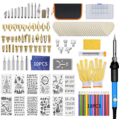 133pcs Wood Burning Kit with Adjustable Temperature Soldering Pyrography Wood Burning Pen, Embossing/Carving/Soldering Tips