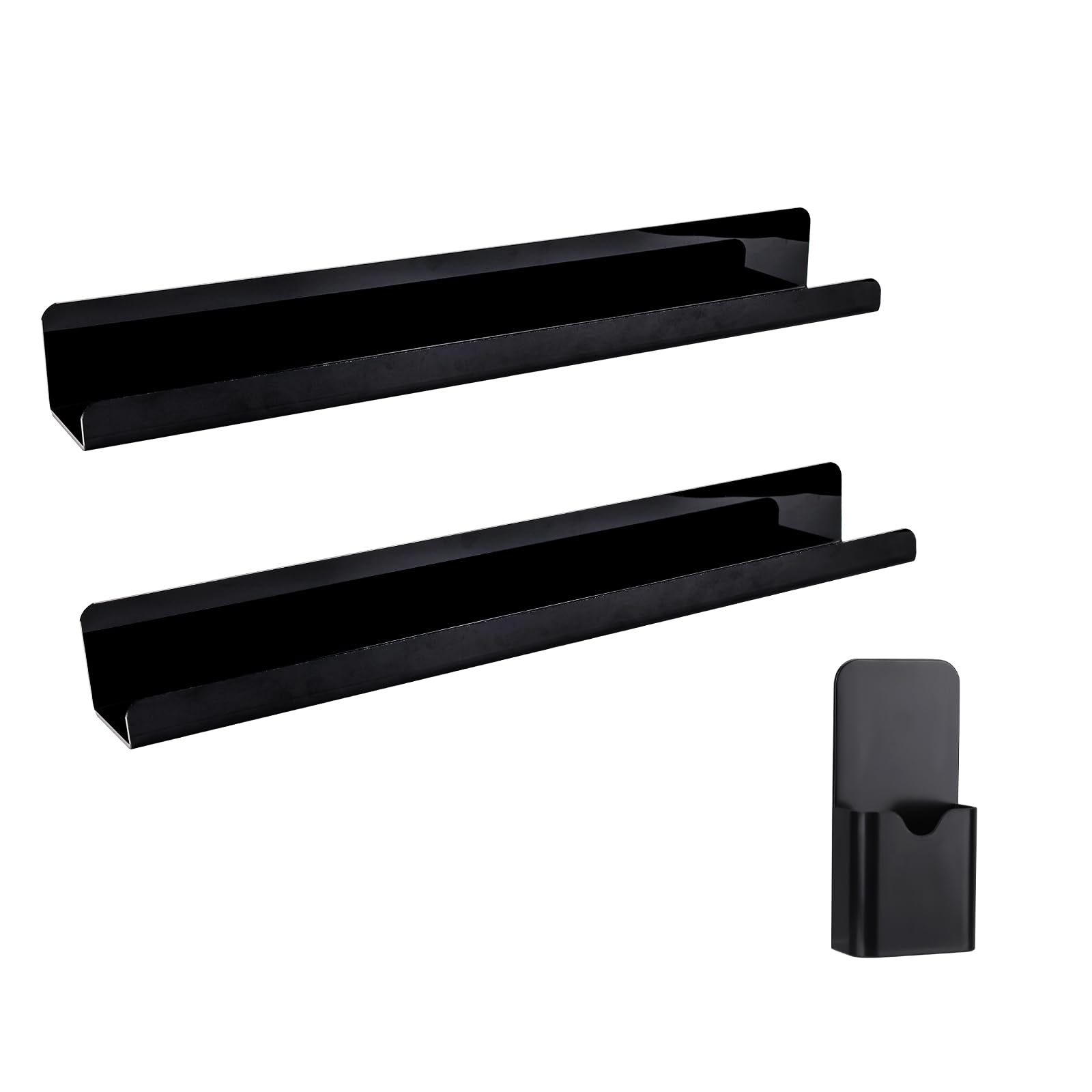 Étagère à livres magnétique noire avec support de marqueur pour tableau blanc x2