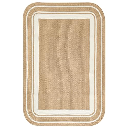Tapis en jute simple et moderne jaune pour sol de salon cosy - 2