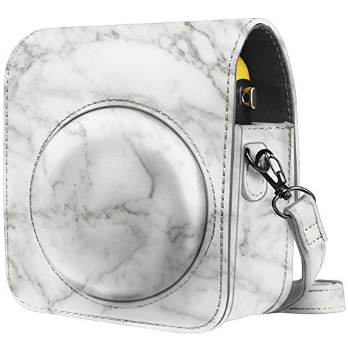 Fintie Protective Case for Fujifilm Instax Mini 70 - Premium Vegan Leather Bag Cover for Fujifilm Instax Mini 70 Instant Film Camera with Removable Adjustable Strap, Marble