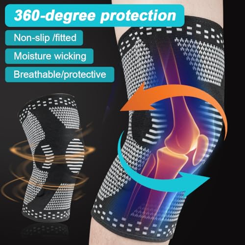 ACWOO Knee Brace, Professional Knee Brace Compression Sleeve for Men Women with Patella Gel Pads & Side Stabilizers, Knee Support for Running, Meniscus Tear, Arthritis, Joint Pain Relief (XXL) - Image 2