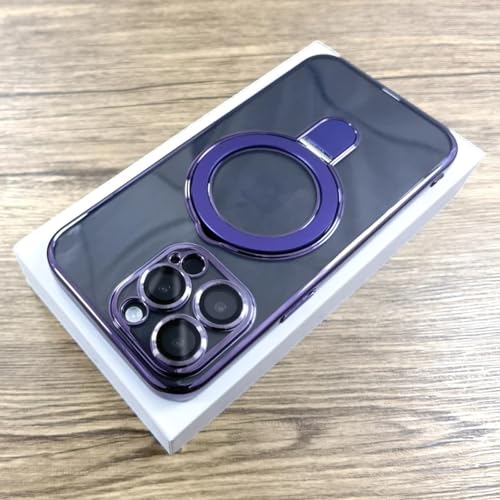 Coque silicone pour iPhone 15 Pro violet transparent et magnétique