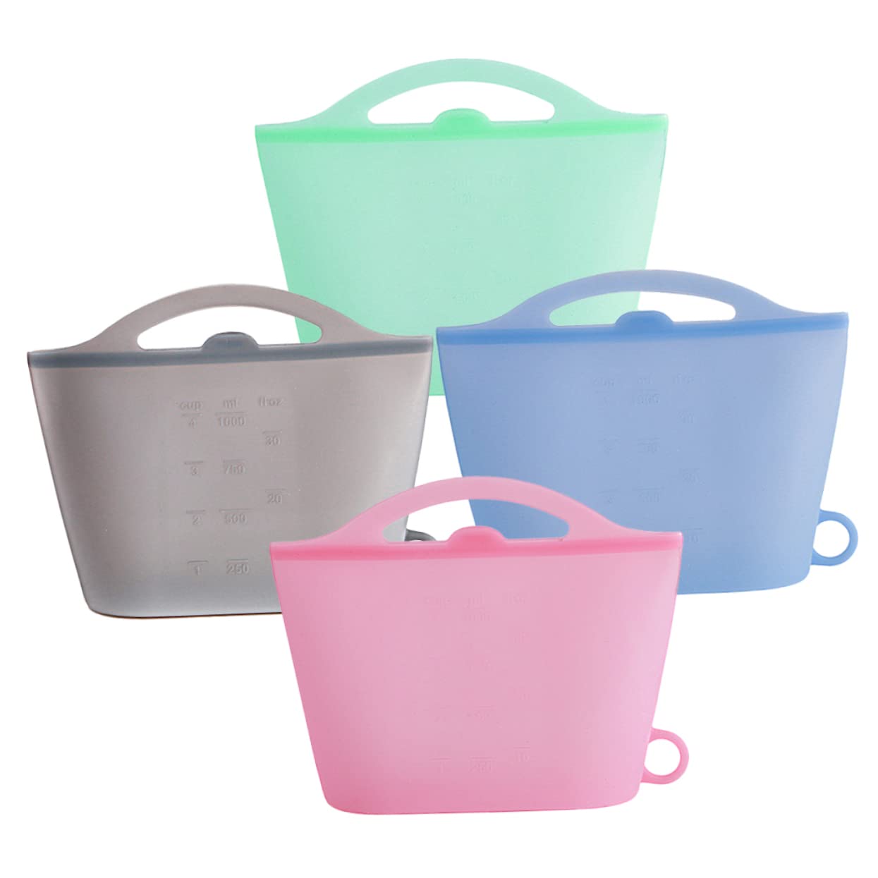 Cabilock Bolsas De Silicona Reutilizables Para Almacenar Alimentos 4 Unidades 1000ml Perfectas Para Refrigerador y Congelador